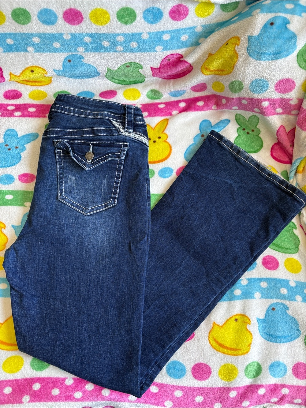 Sexy fabulous Indigo Blue Bootcut Jeans with Contrast Stitching